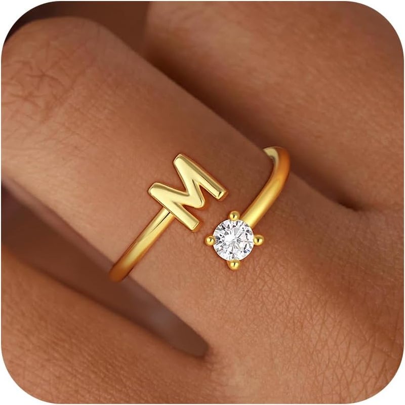 BLThing Store Initial Rings for Girls Kids Women - Dainty 14K Gold Plated Dainty A - Z Initial Letter Rings No Tarnish Teen Girls Gifts Trendy Stuff Birthday Gifts for 5 6 7 8 9 10 Year Old Girl - Image 1